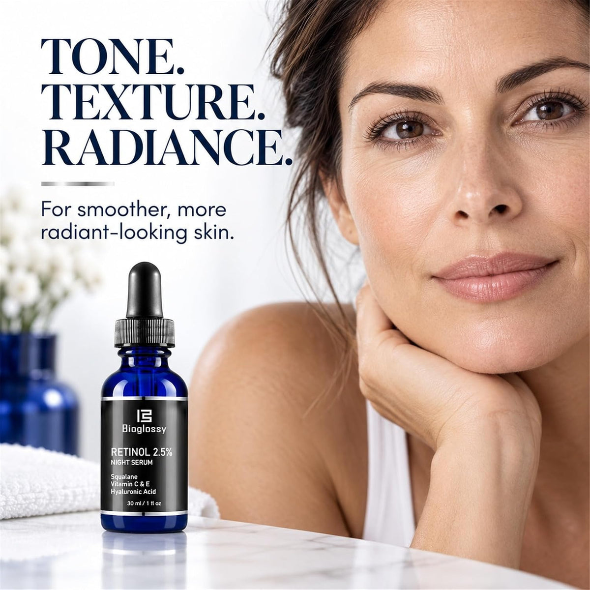 Bioglossy Suero de retinol para cara, 2.5% retinol intenso suero no...