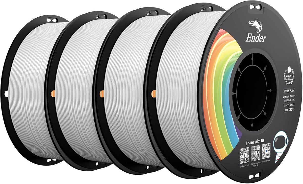 Creality Filamento de impresora 3D PLA+, blanco, paquete de 4, Toal...