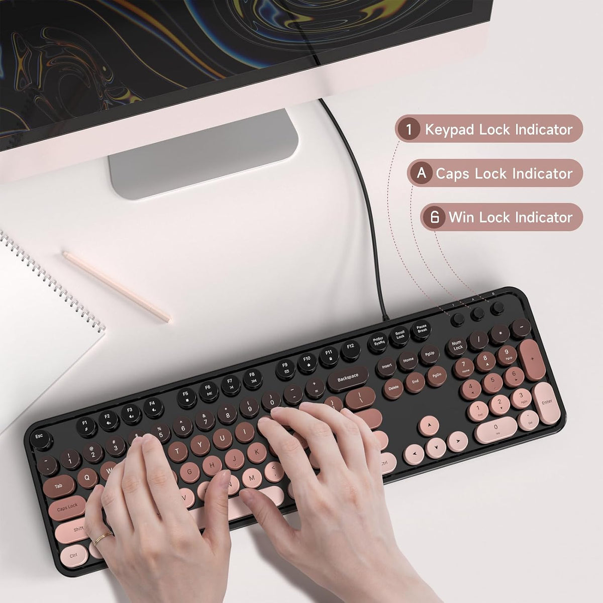 Dilter Teclado de computadora con cable, teclado USB de tamaño comp...