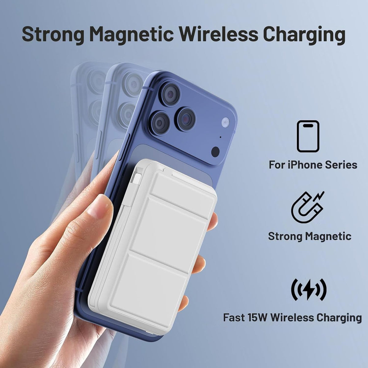 Azmuth para cargador portátil MagSafe, banco de energía magnético d...
