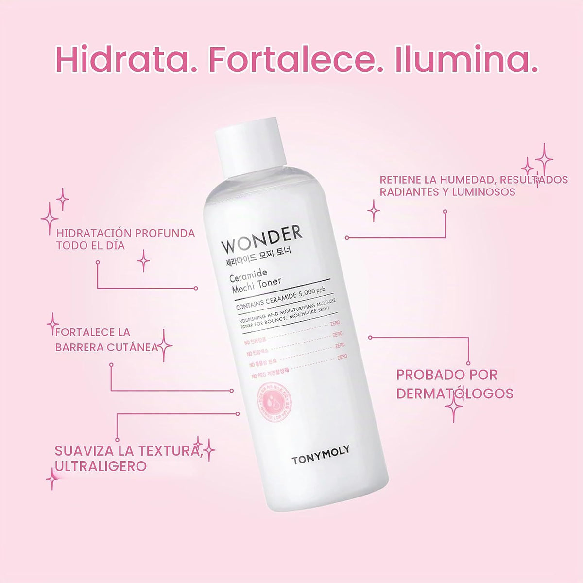 TONYMOLY Wonder Ceramide Mochi Toner Set - Ácido hialurónico, repar...