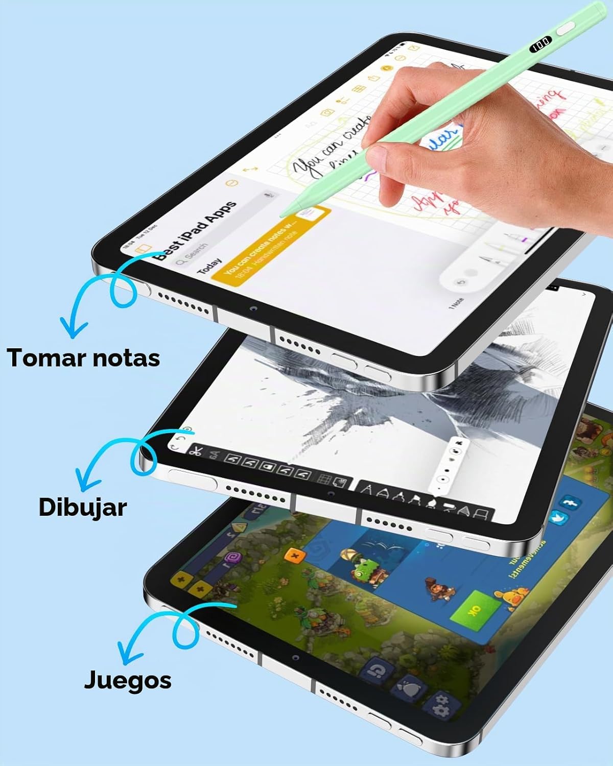MoKo Stylus Pen para iPad 2018-2026, lápiz de carga USB-C con panta...