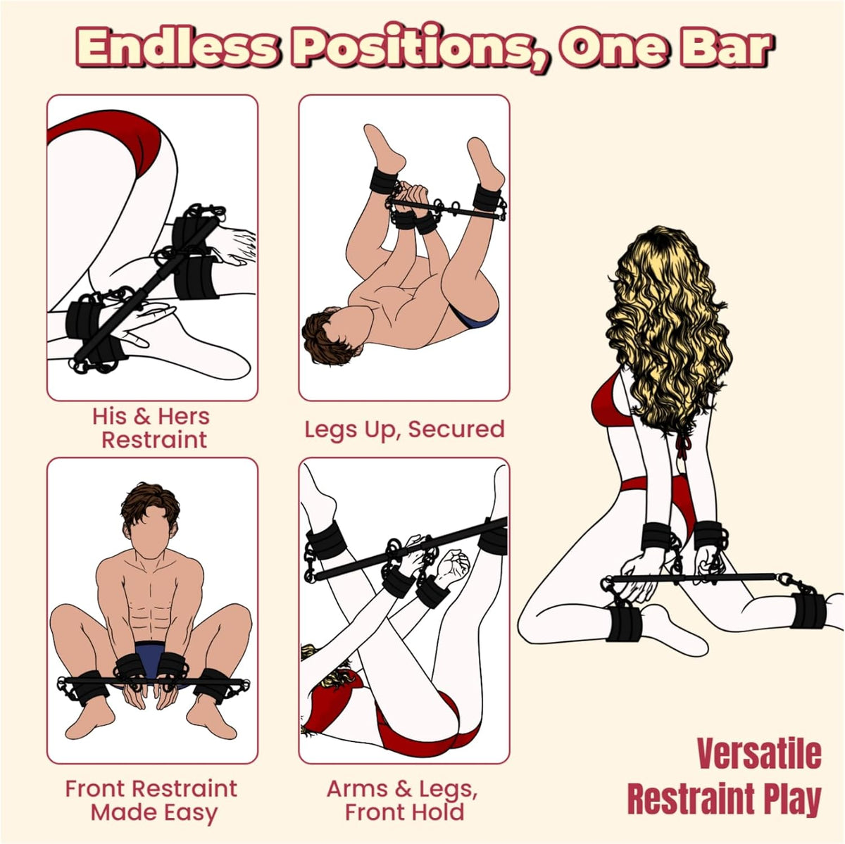 Barra esparcidora Juguetes sexuales BDSM Bondage Restricciones con...