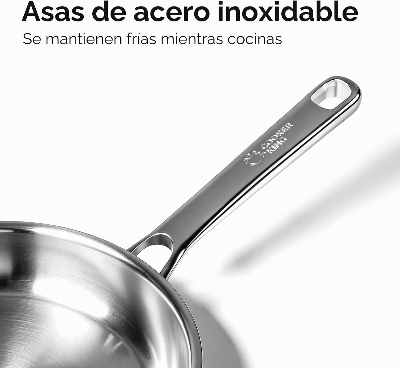 COOKER KING Juego de 3 sartenes de acero inoxidable (8+10+12 pulgad...