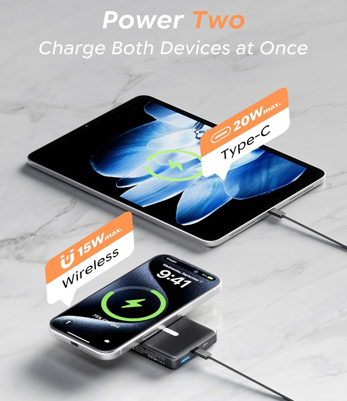 BBD Cargador inalámbrico portátil de banco de energía 12000mAh | Ba...