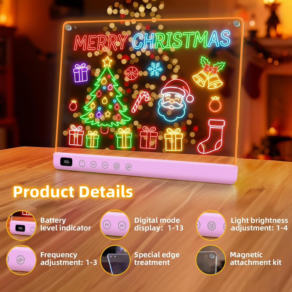 Lumiboard Tablero de dibujo LED con 13 efectos de luz, tablero de n...