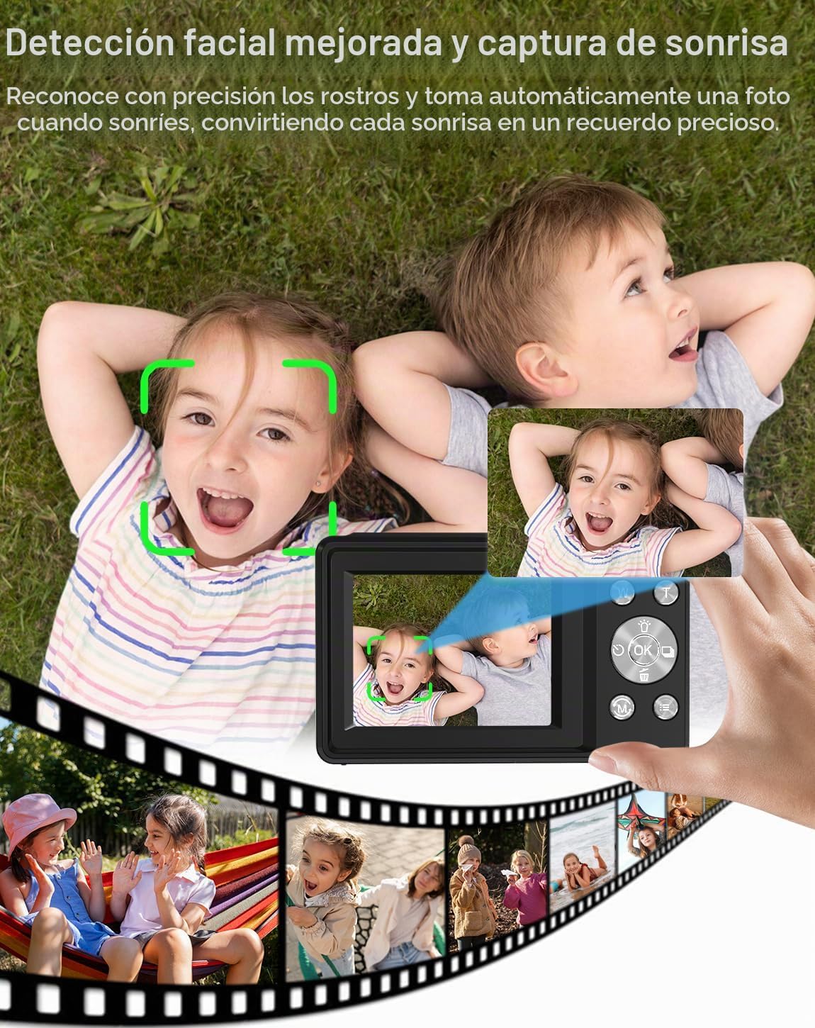 Cámara digital para niños, FHD 1080P 44MP Cámara digital de punto y...