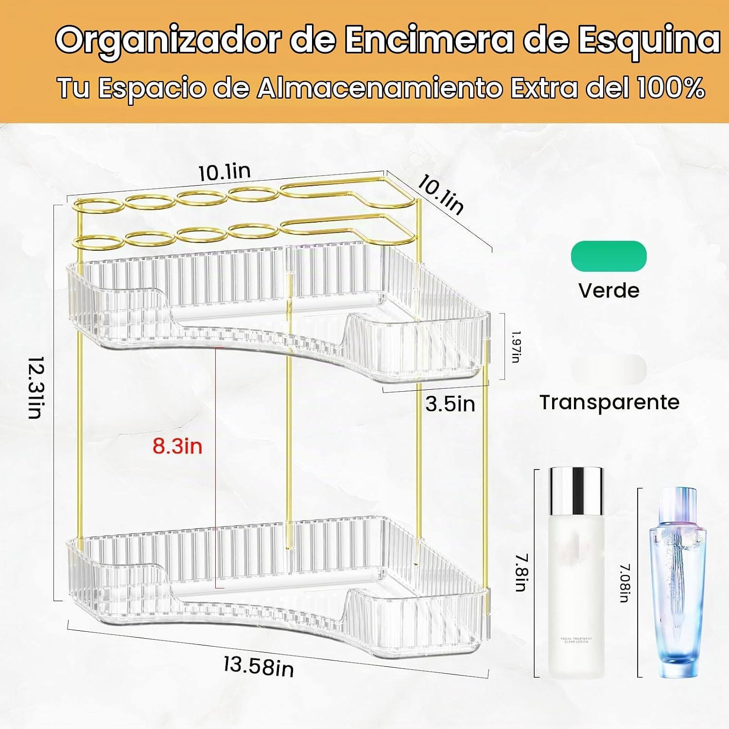 NATURE'S SOURCE Organizador de maquillaje para tocador, organiz...