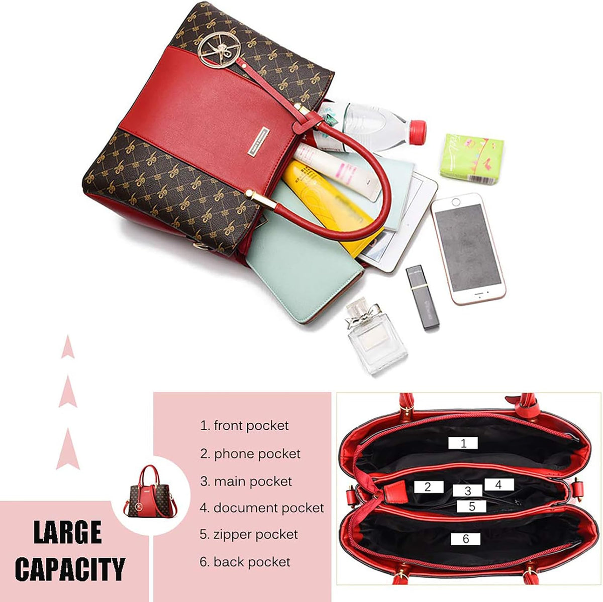 KURGOOL Bolsos y bolsos de mano para mujer, bolso de hombro con asa...