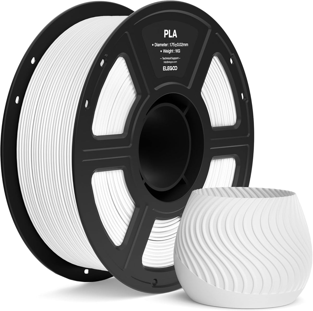 ELEGOO - Filamento PLA de 1.75 mm blanco de 1 kg, filamento para im...