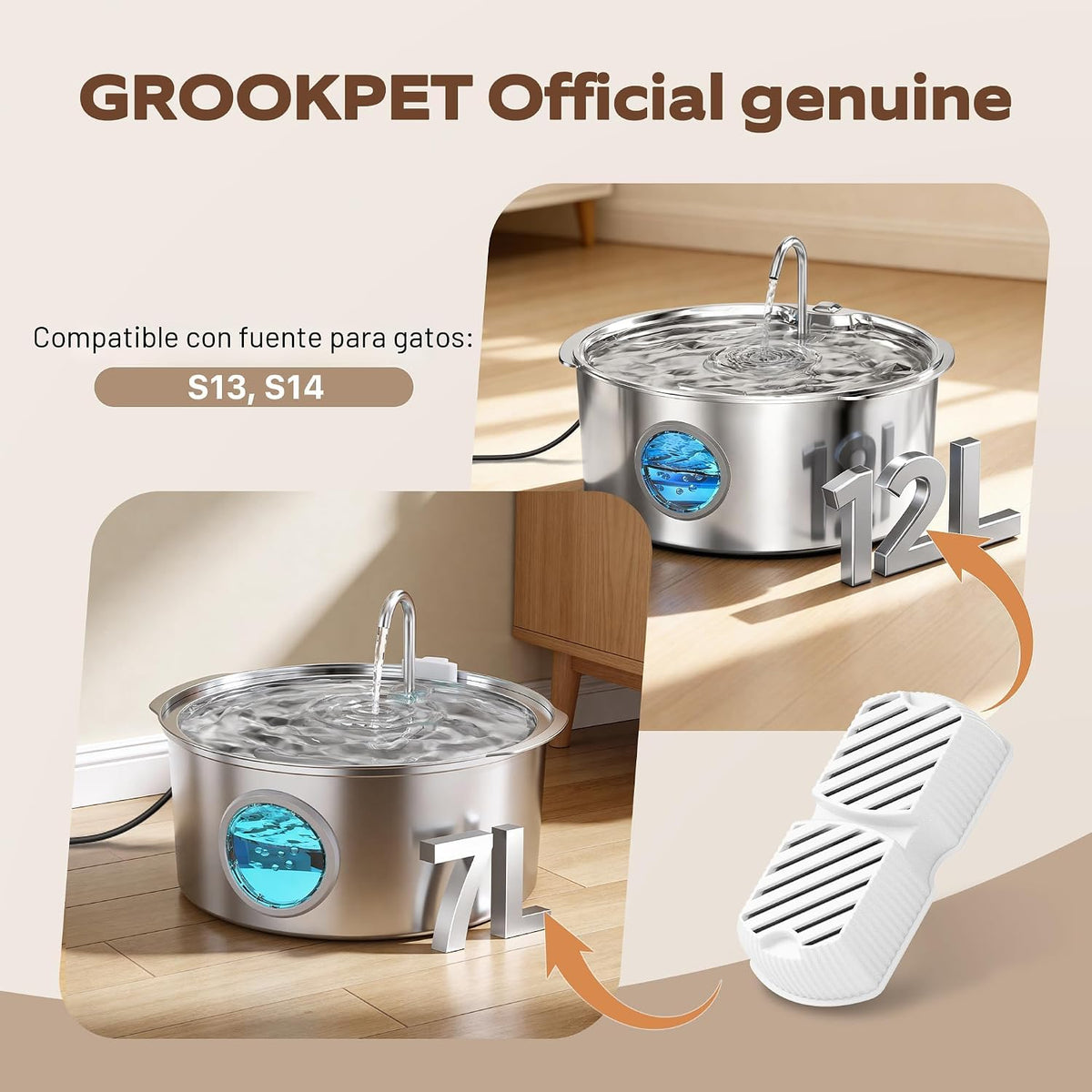 GROOKPET Filtros para fuente de agua para mascotas: 24 filtros de r...