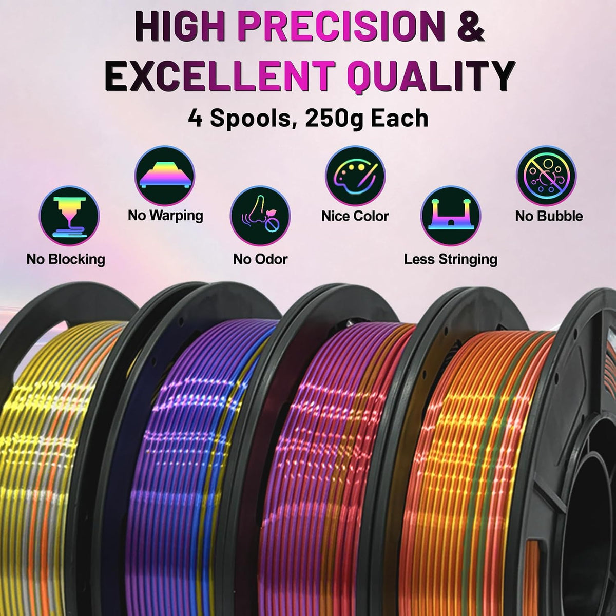 Colourbing Paquete de filamentos para impresora 3D de seda PLA+, br...