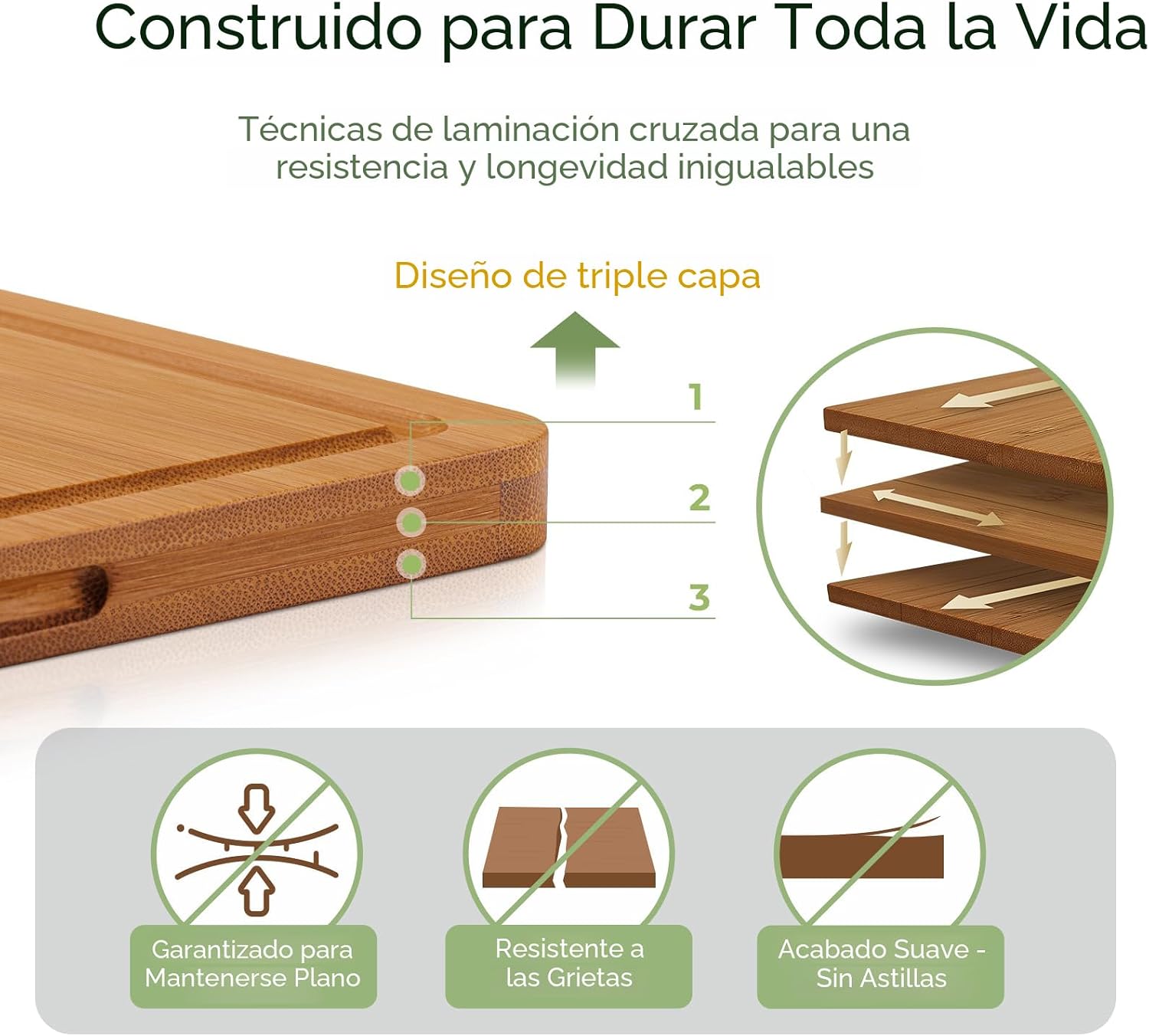 Keechee Butcher Block - Juego de 2 tablas de cortar de bambú carbon...
