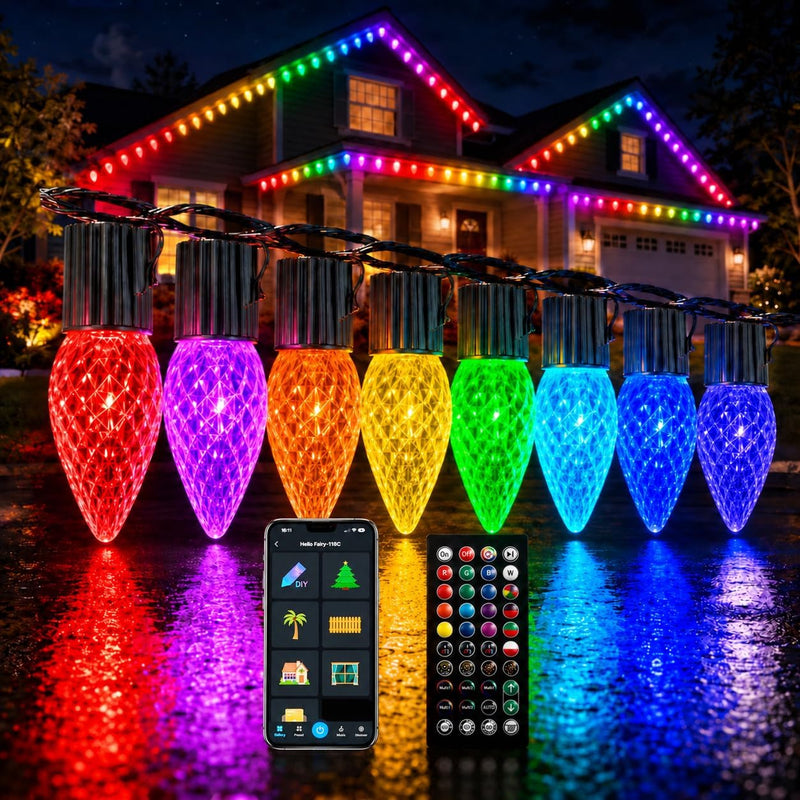 118FT 150LED Smart C9 luces de Navidad al aire libre, luz de cadena...