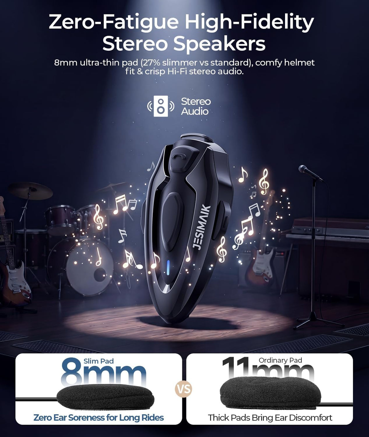 JESIMAIK Auriculares Bluetooth para motocicleta, intercomunicador B...