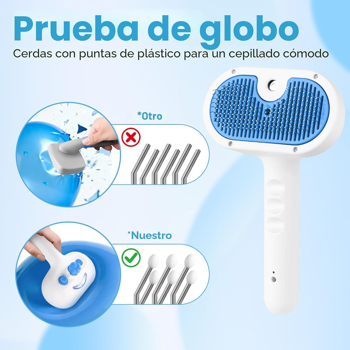 Cepillo de vapor para mascotas, cepillos para gatos de interior - 1...