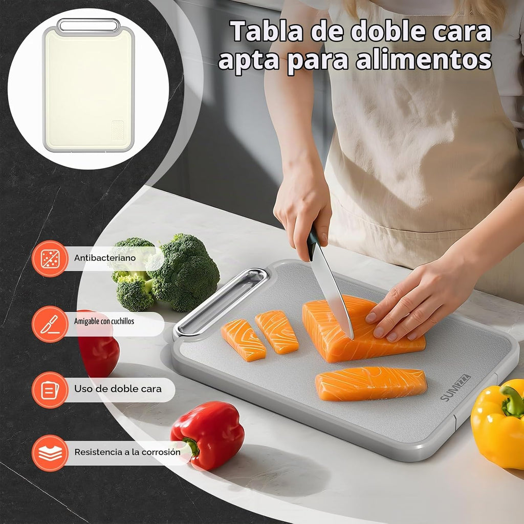 Sumzzz Tabla de cortar de acero inoxidable para cocina, tabla de co...