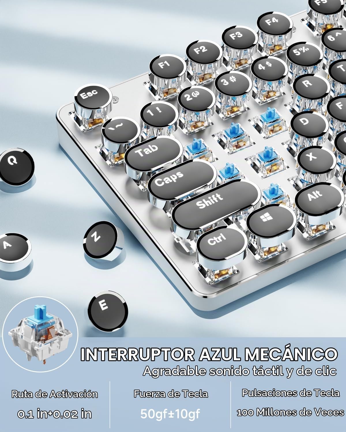 Teclado mecánico inalámbrico del estilo de la máquina de escribir c...