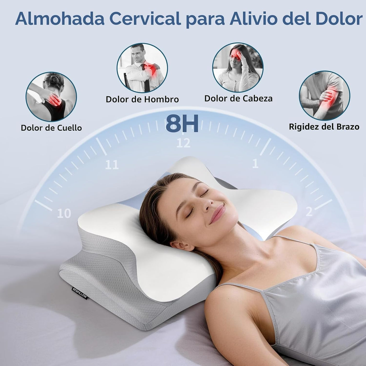 Almohada cervical para aliviar el dolor de cuello, almohada ergonóm...