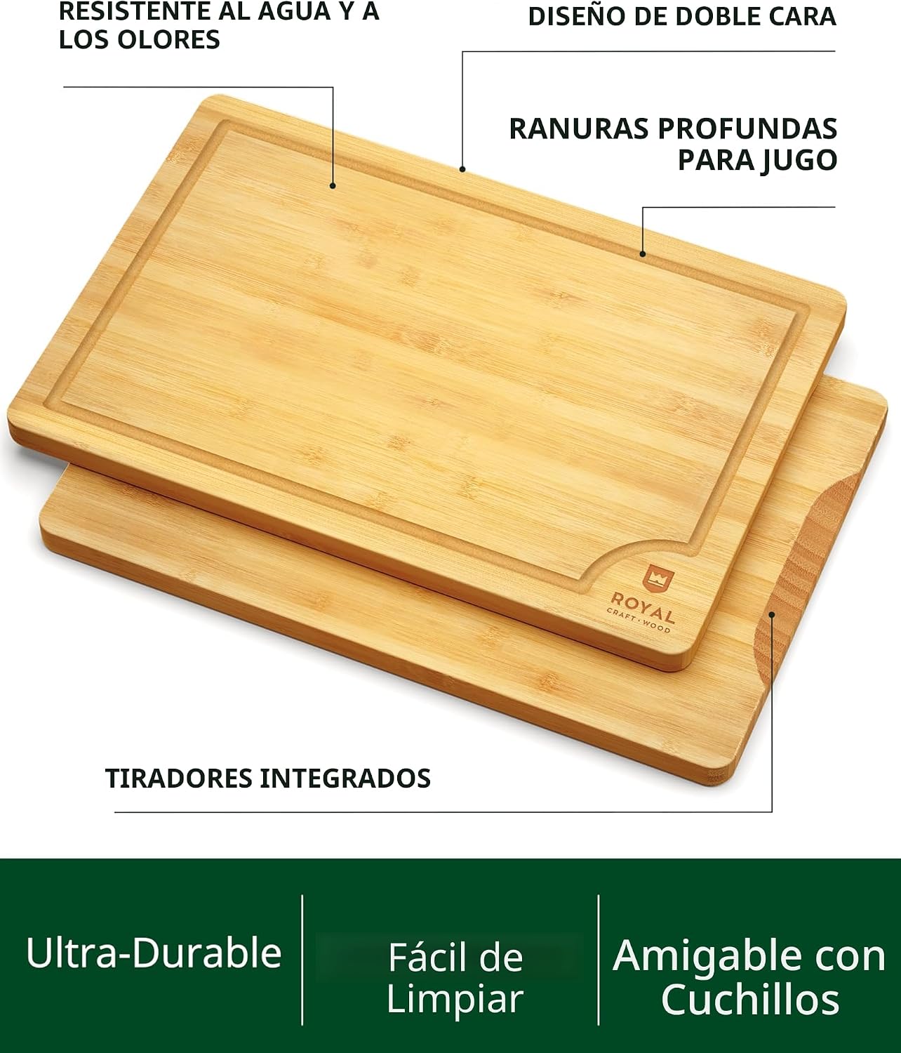ROYAL CRAFT WOOD Tablas de Cortar Premium para Preparación de Comid...