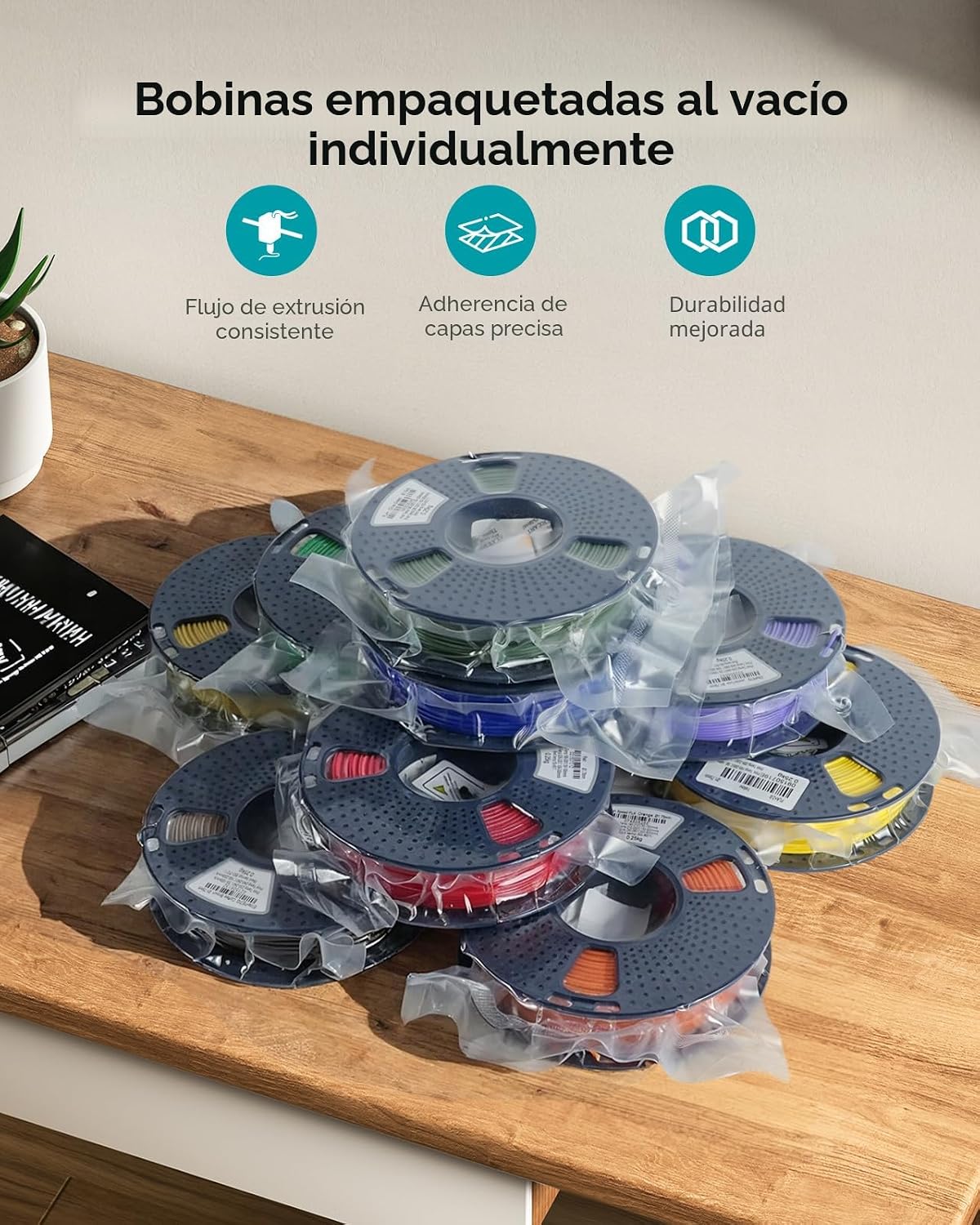 Filamento SUNLU PLA+ de 0.07 in, paquete de 16 carretes de 8.82 oz...