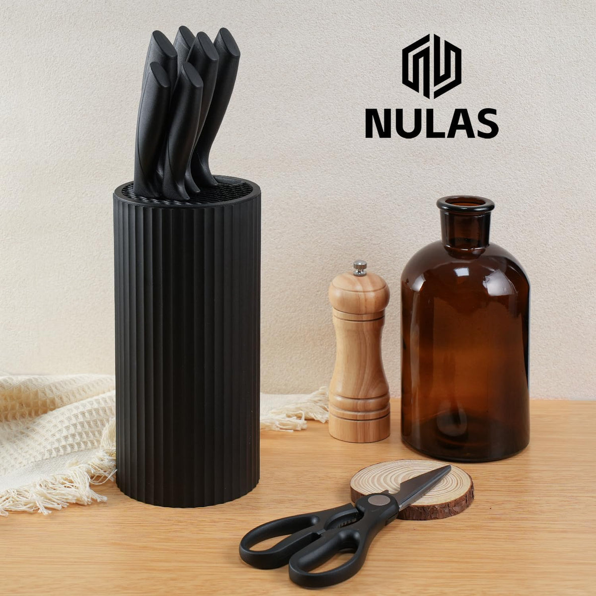 NULAS Juego de cuchillos de cocina de 8 piezas con bloque universal...