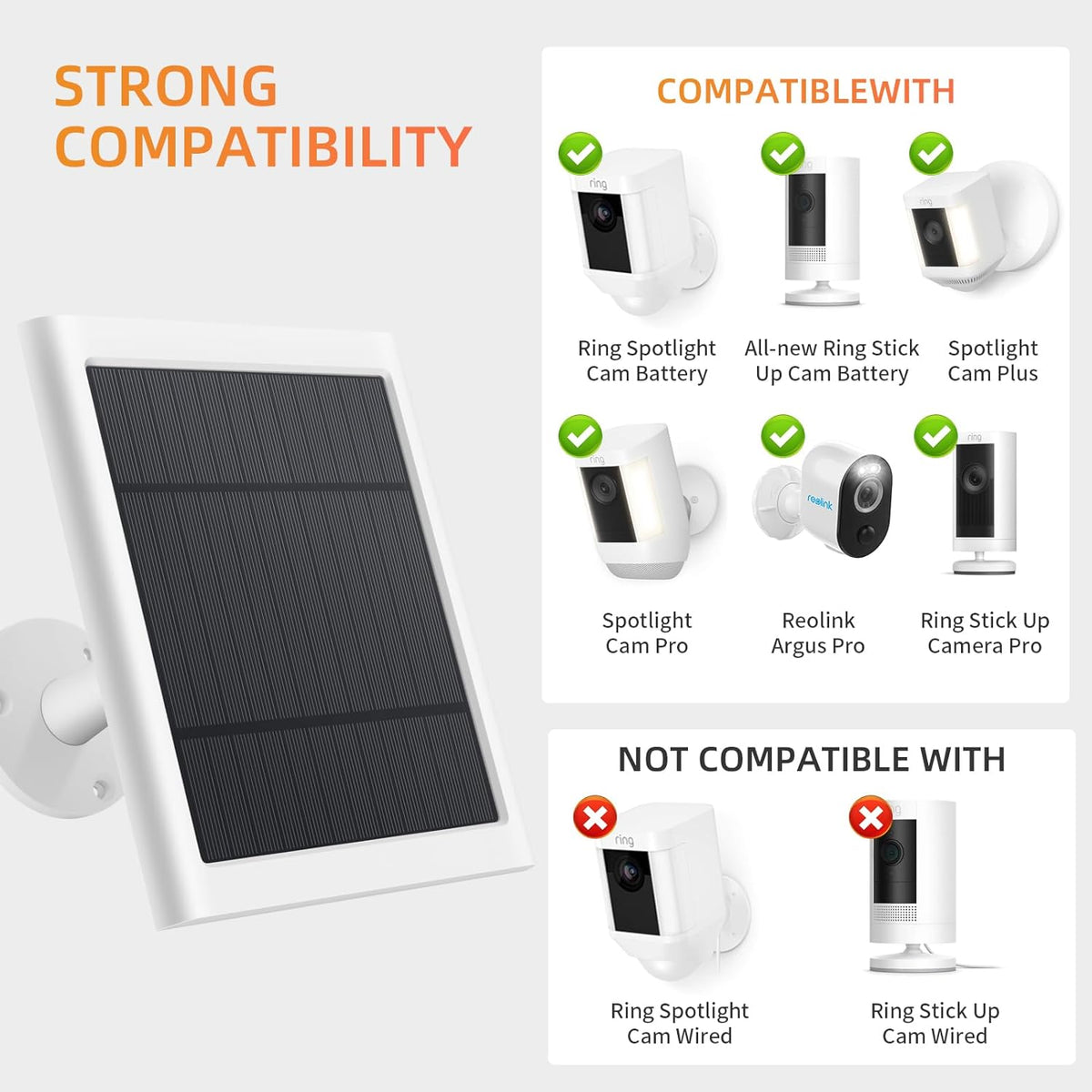 Panel Solar para Cámara Ring, Cargador Solar de 4W Compatible con R...