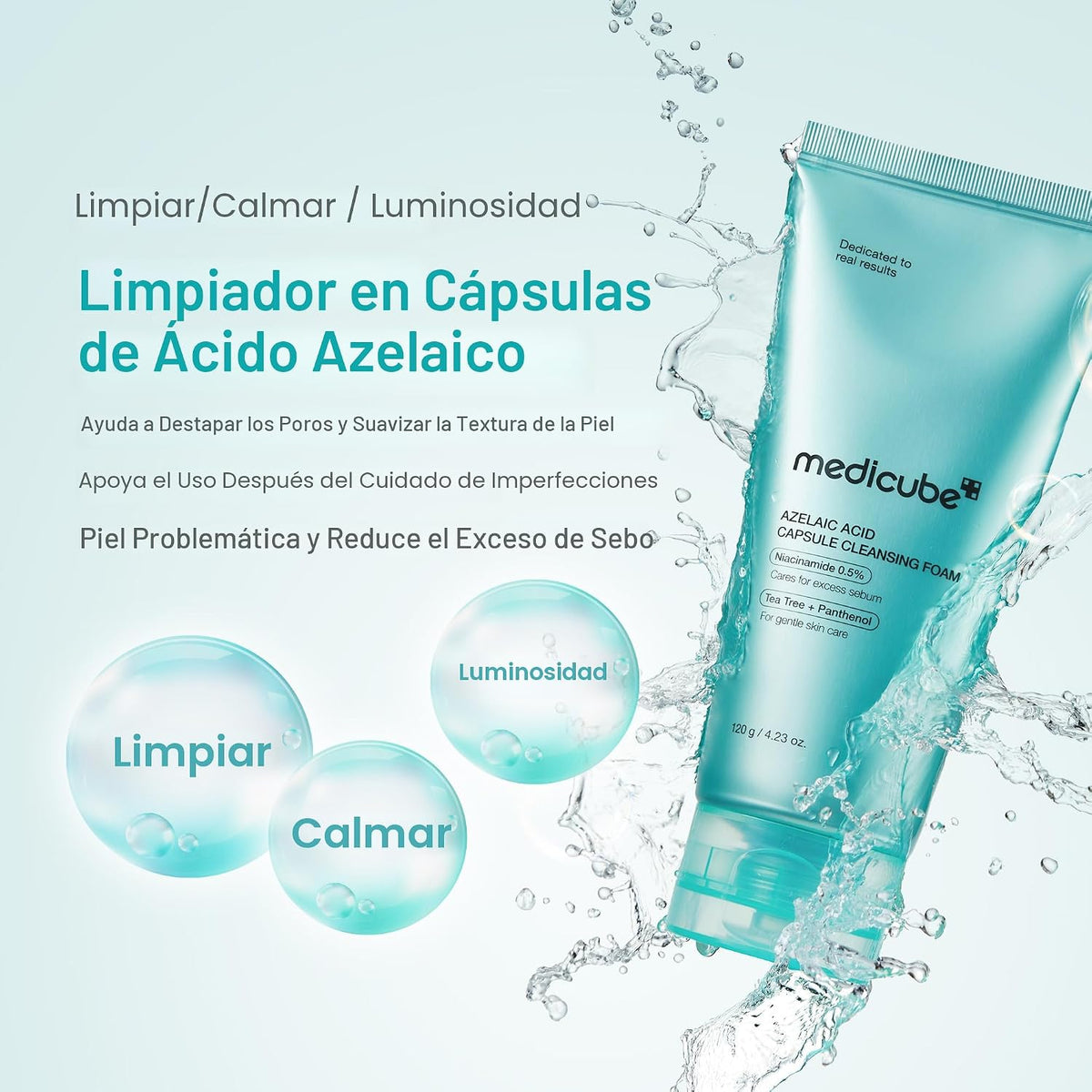 medicube Limpiador facial de cápsula de ácido azelaico limpiador de...