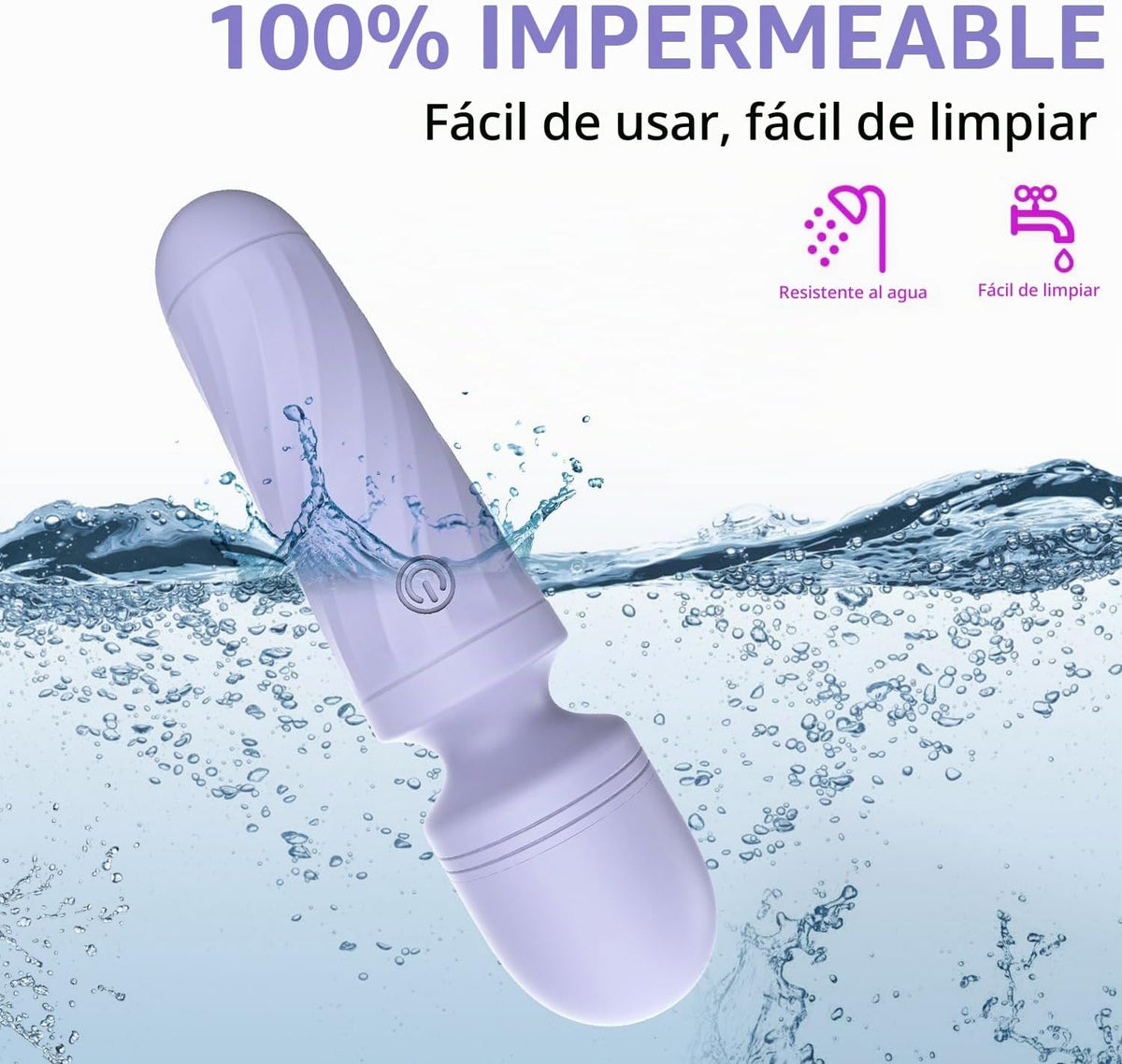 KINGWAND - Mini varita masajeadora impermeable, 10 vibraciones (gri...