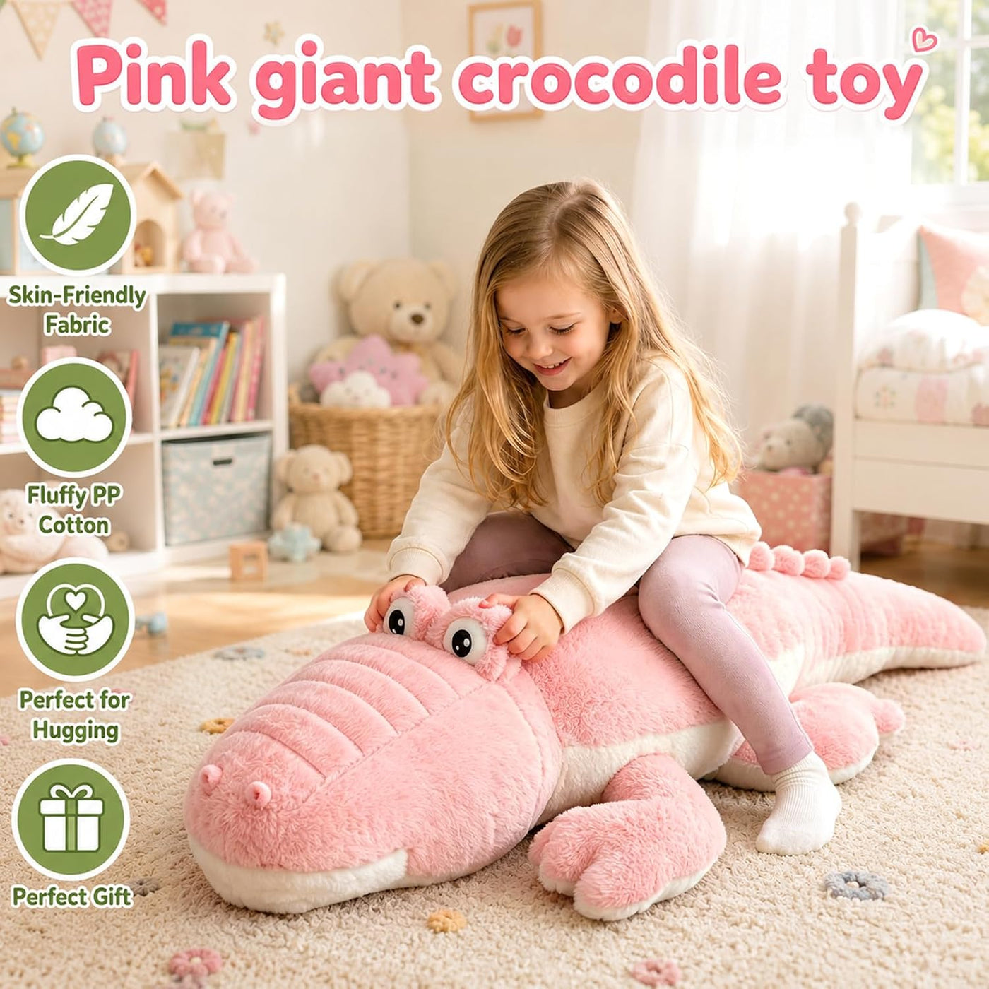 FFxiong 48 pulgadas gigante largo cocodrilo peluche animal suave cu...