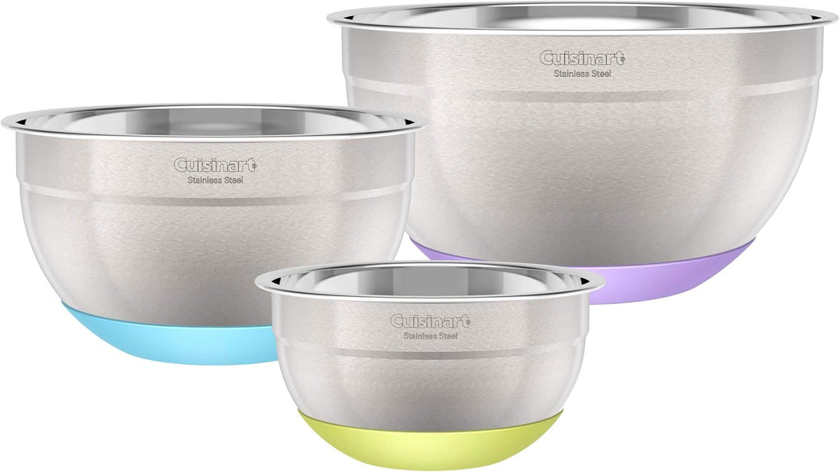 Cuisinart Tazones de mezcla de acero inoxidable de 3 piezas con bas...