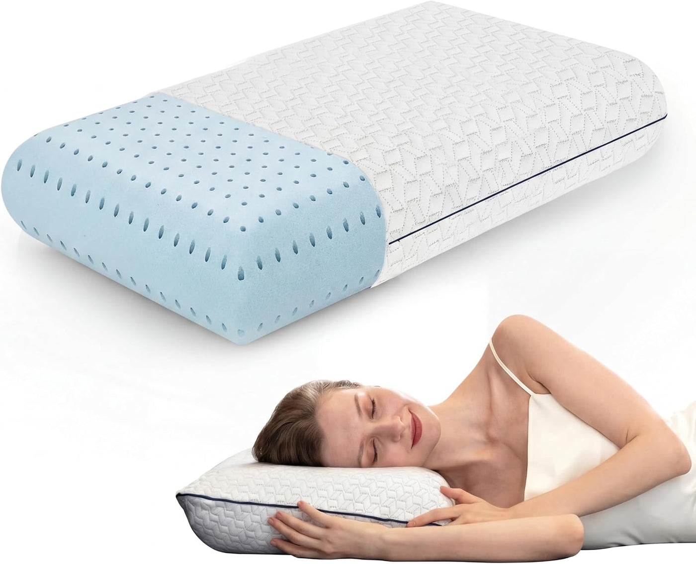 Vaverto Almohadas de espuma viscoelástica Queen - Almohada firme -...
