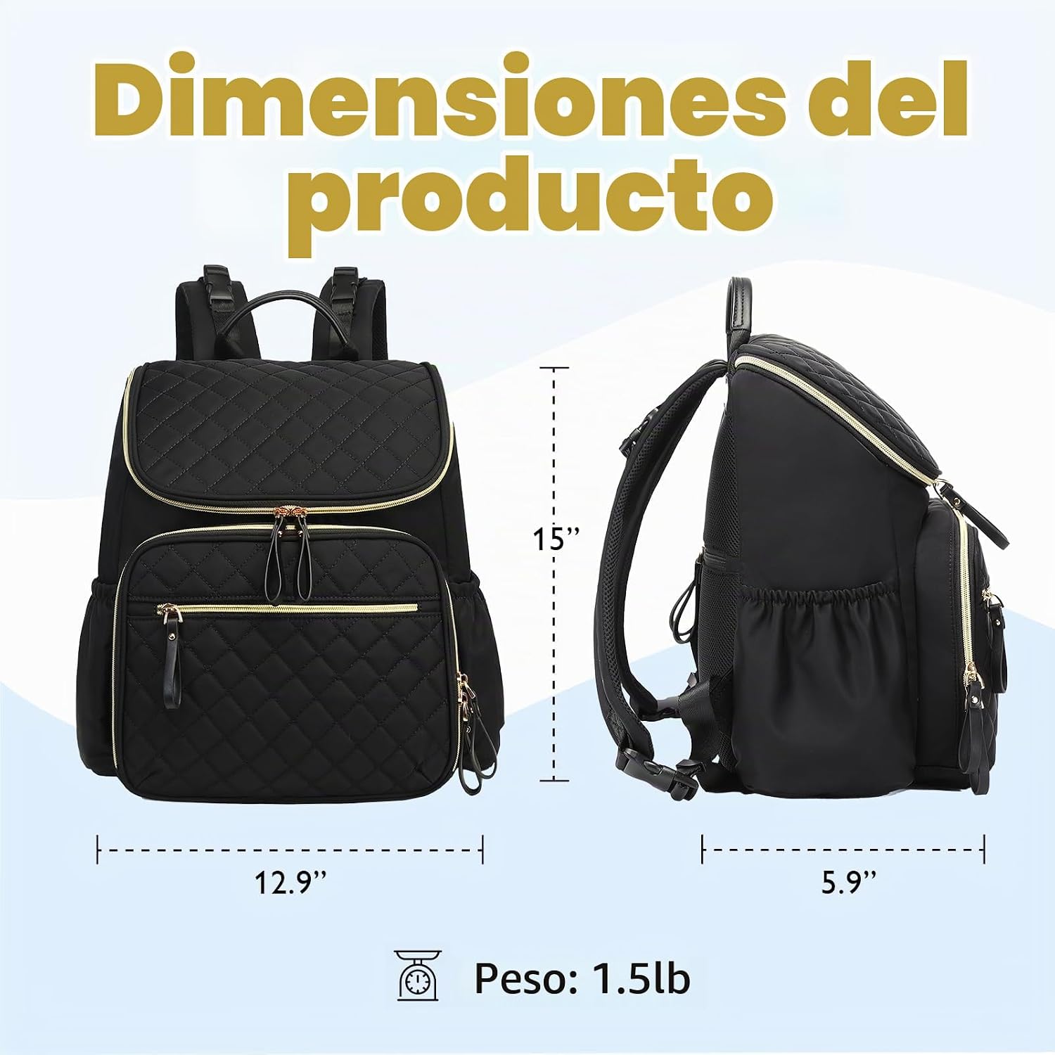 LORADI Mochila ligera para pañales, mediana | Clips para cochecito,...