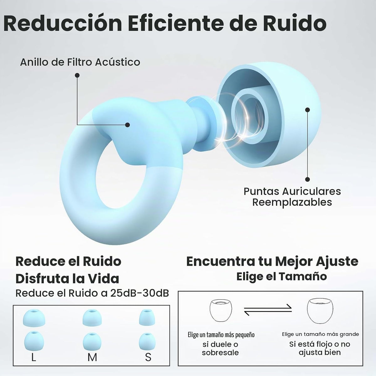 Tapones para dormir, reducción de ruido, tapones de silicona suave...