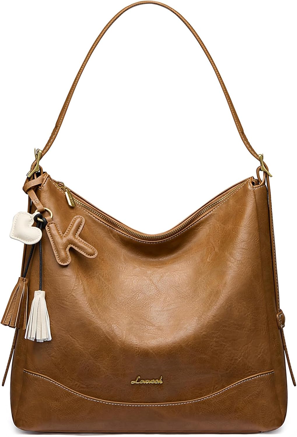 LOVEVOOK Bolsos hobo para mujer con dije inicial, bolso cruzado sua...