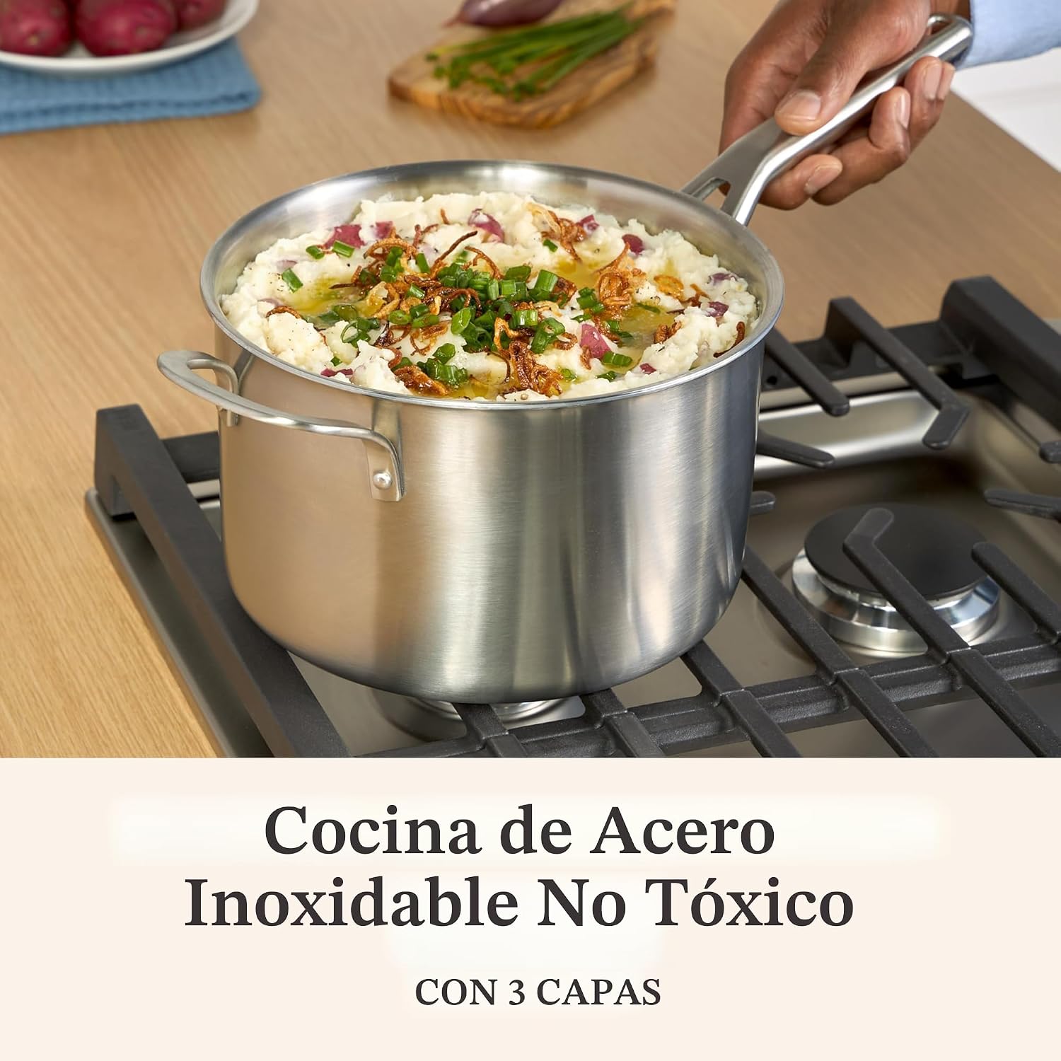 Calphalon Juego de utensilios de cocina de acero inoxidable cepilla...