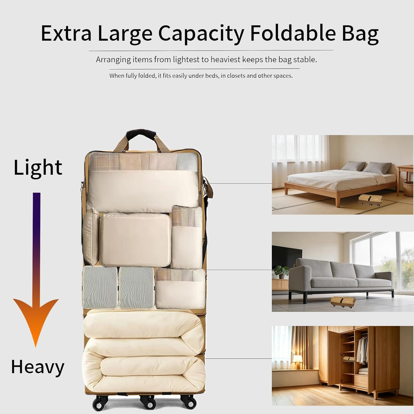 Gloyuda Maletas extra grandes de 43.8 pulgadas con ruedas, bolsa de...