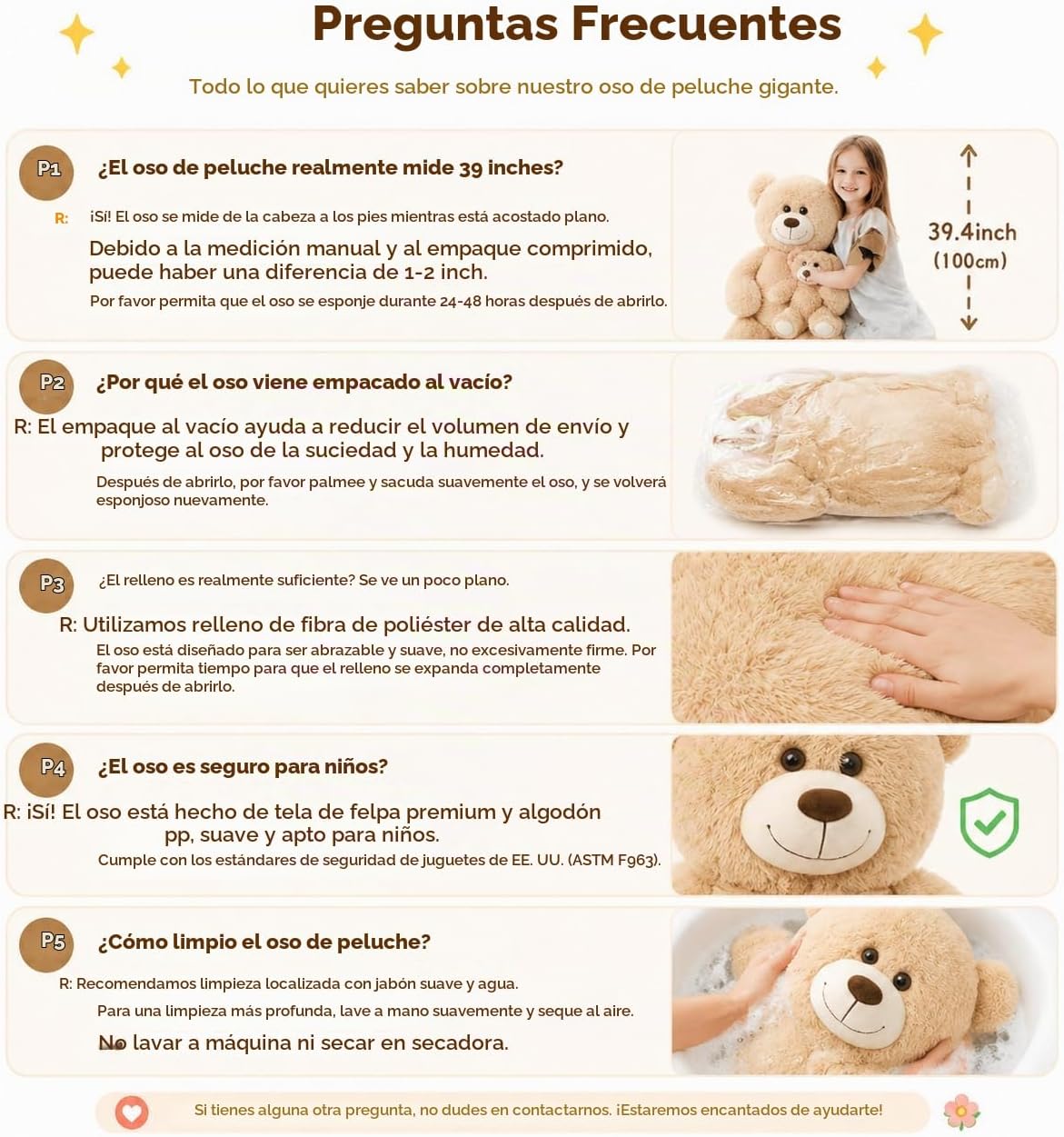 Muiteiur Oso de peluche gigante de 39 pulgadas, divertido oso de ma...