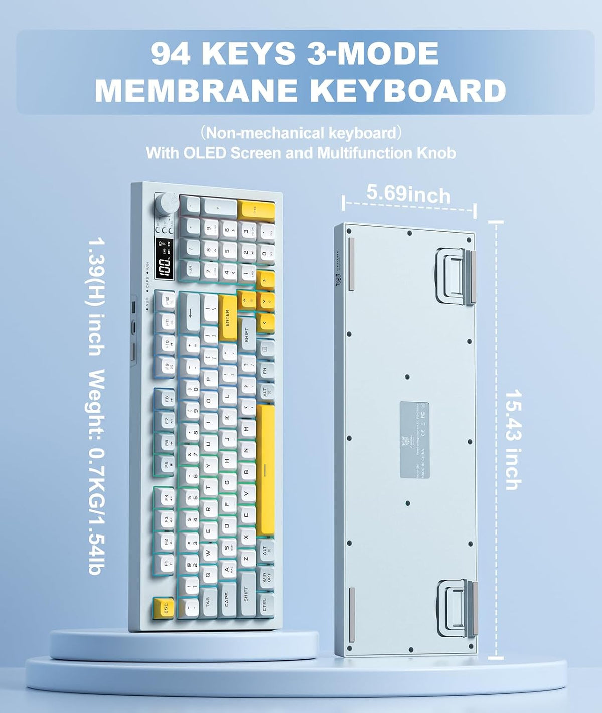 Membrana cremosa de teclado inalámbrico con retroiluminación arcoír...