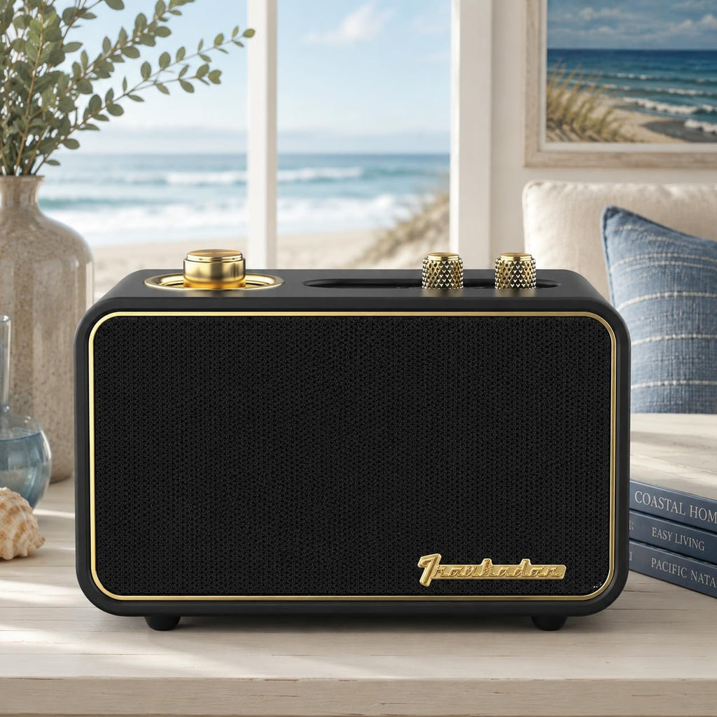 Radio Bluetooth Retro de Madera, Portátil, Inalámbrica, Negra | Alt...