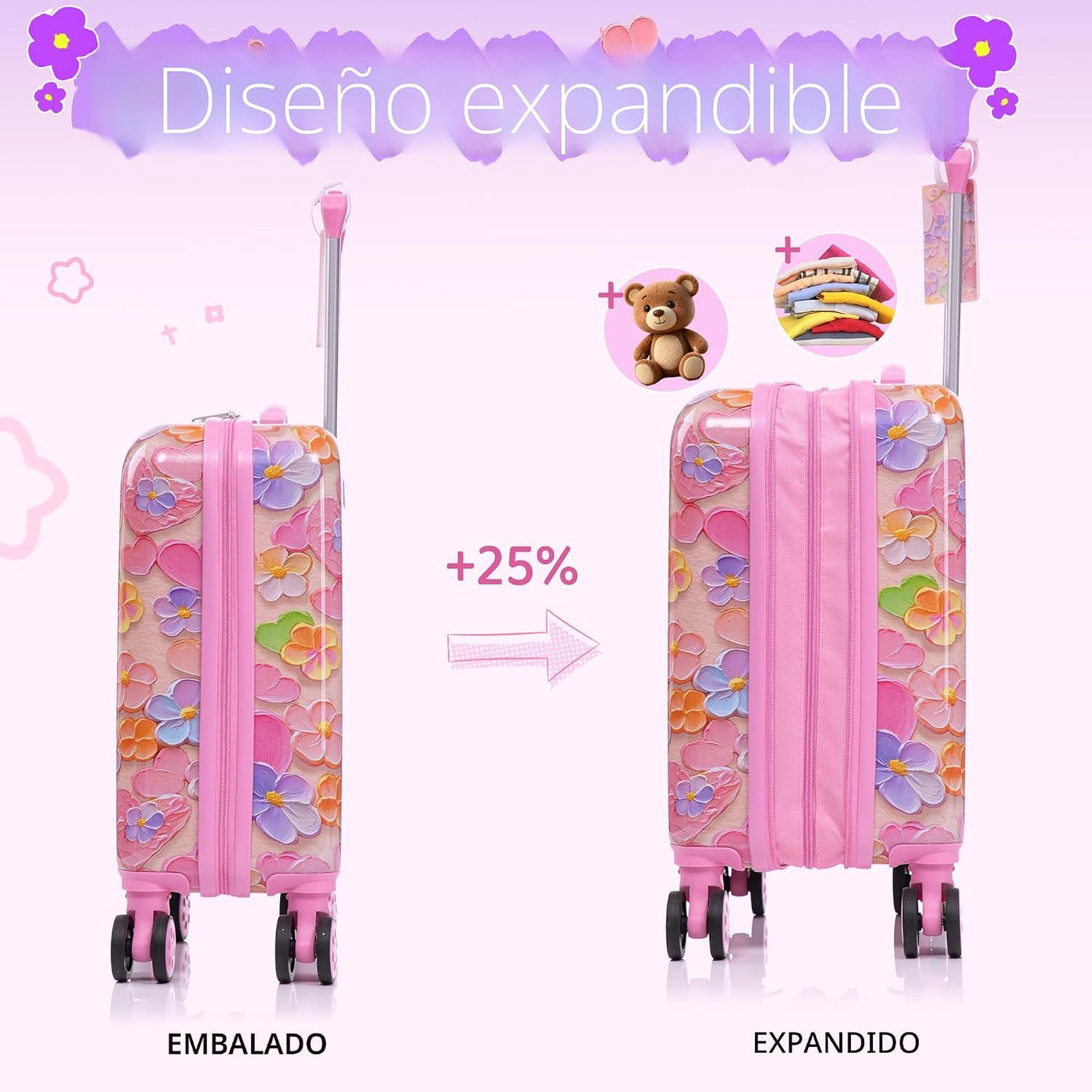 Juego de equipaje para niños de 16 pulgadas con ruedas giratorias,...