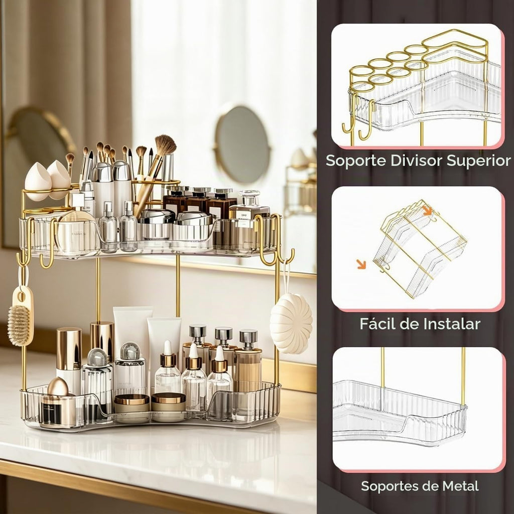 Greenby Organizador esquinero de 2 niveles para mostrador de baño,...