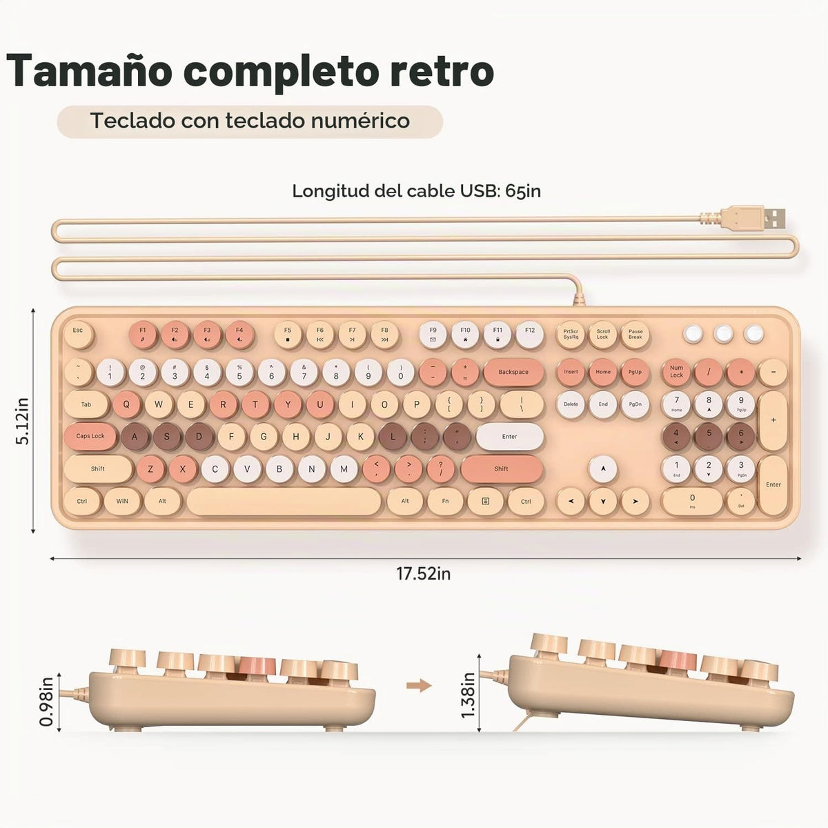 MOWUX Teclado de Computadora con Cable, Plug and Play USB Teclado R...