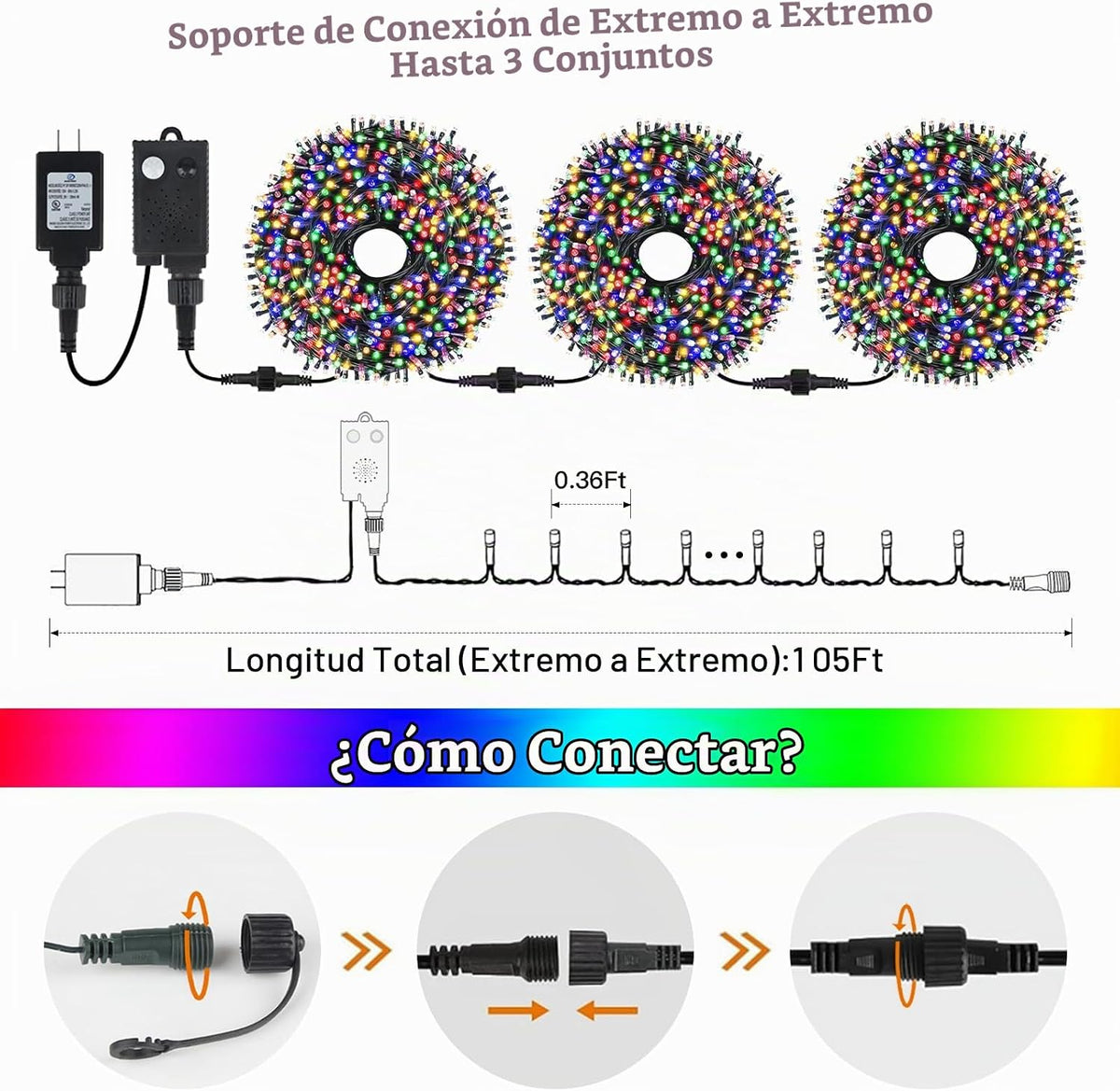 MZD8391 - Luces de Navidad con sensor de movimiento y música para i...