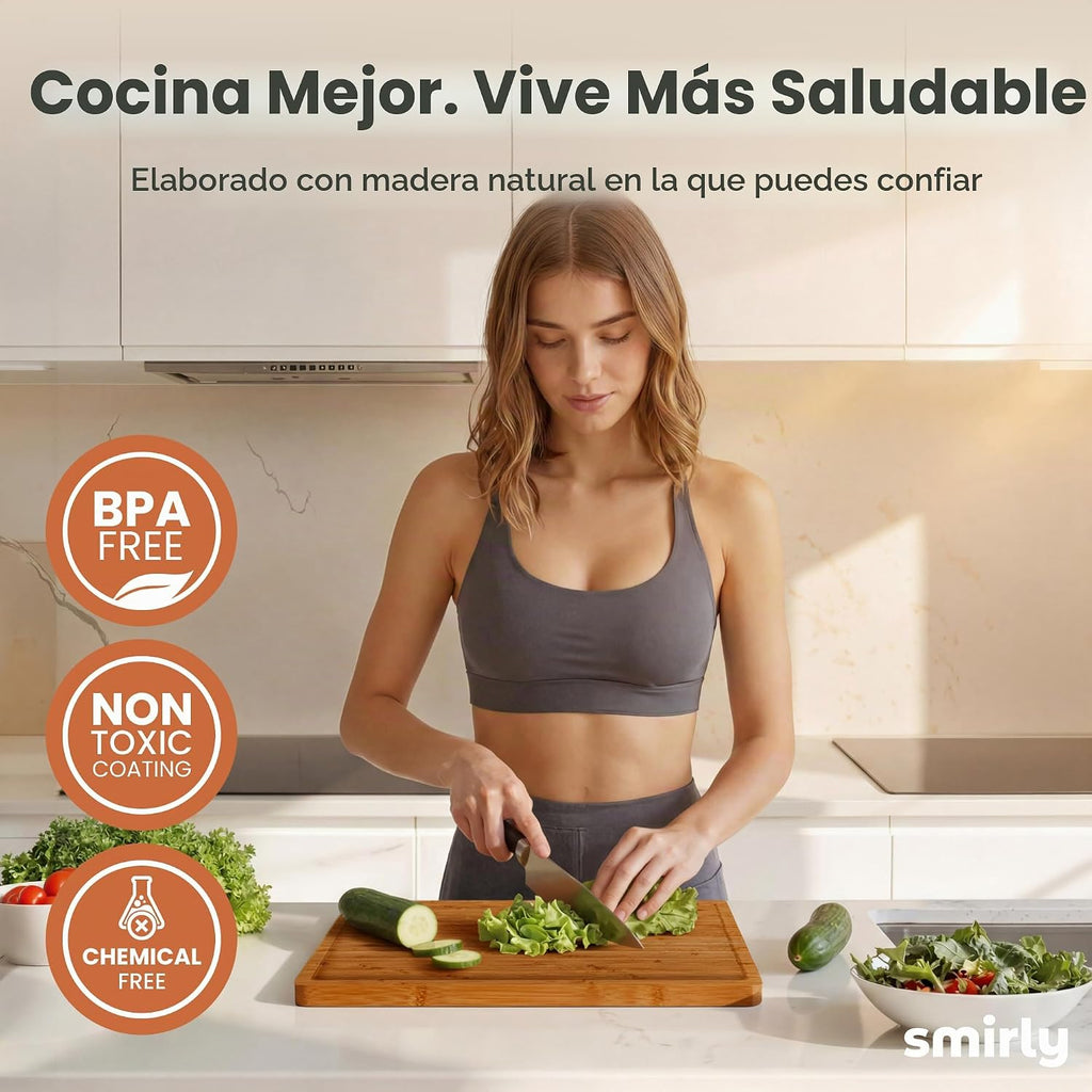 SMIRLY Tabla de cortar de madera para cocina, juego de tablas de co...