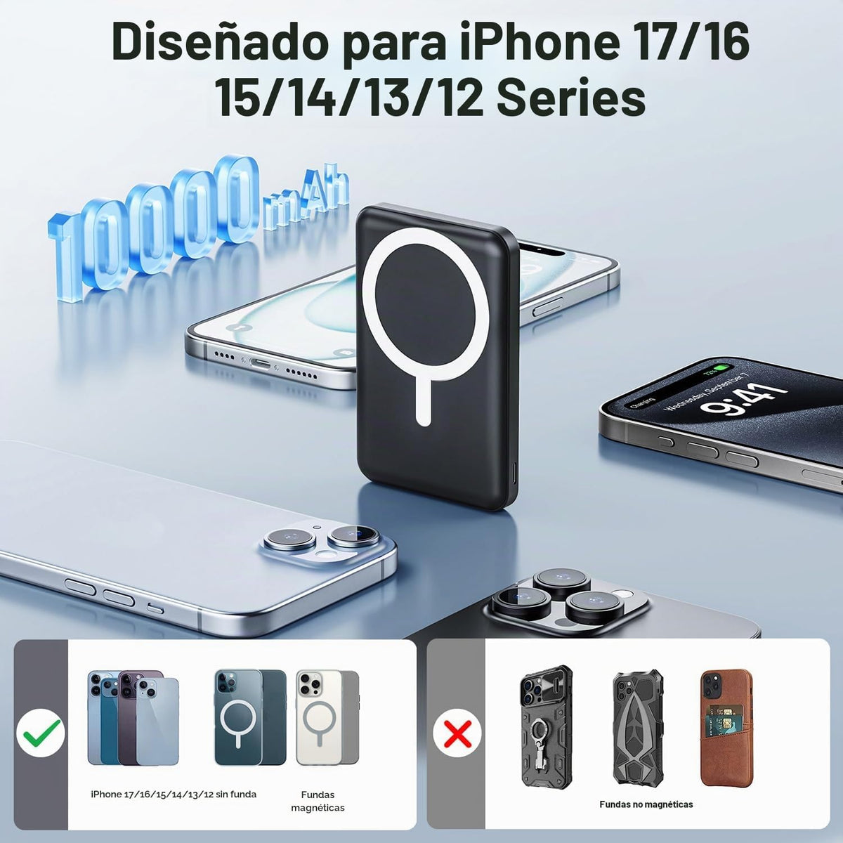 AOGUERBE - Cargador portátil MagSafe, cargador magnético de 10000 m...