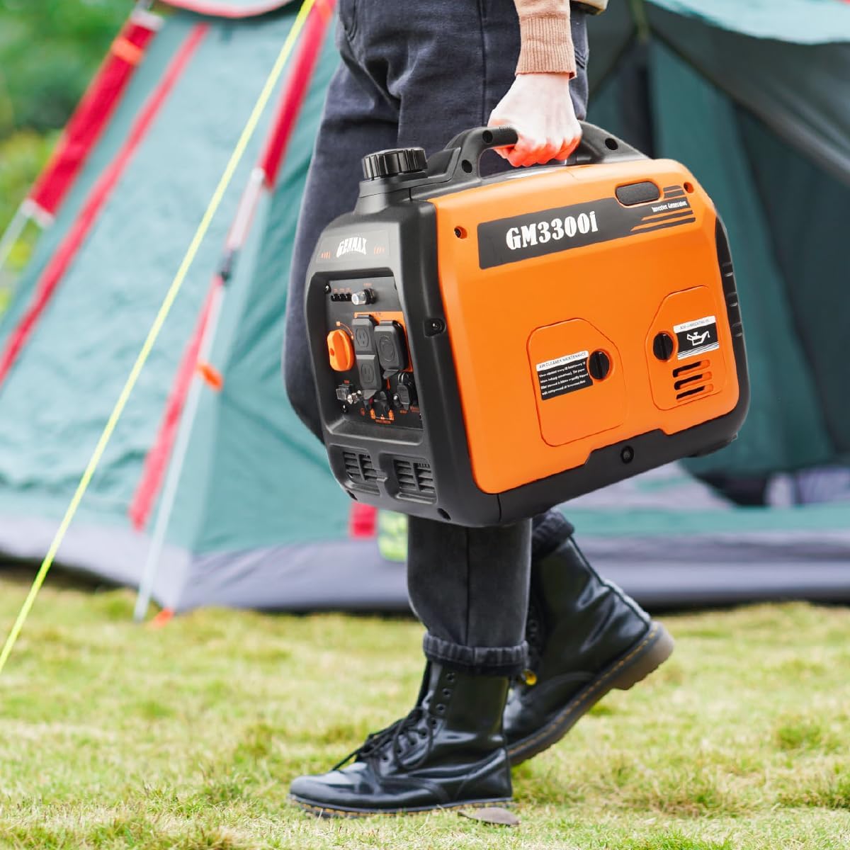 GENMAX Generador portátil, 3300W, motor de gas ultra silencioso, co...