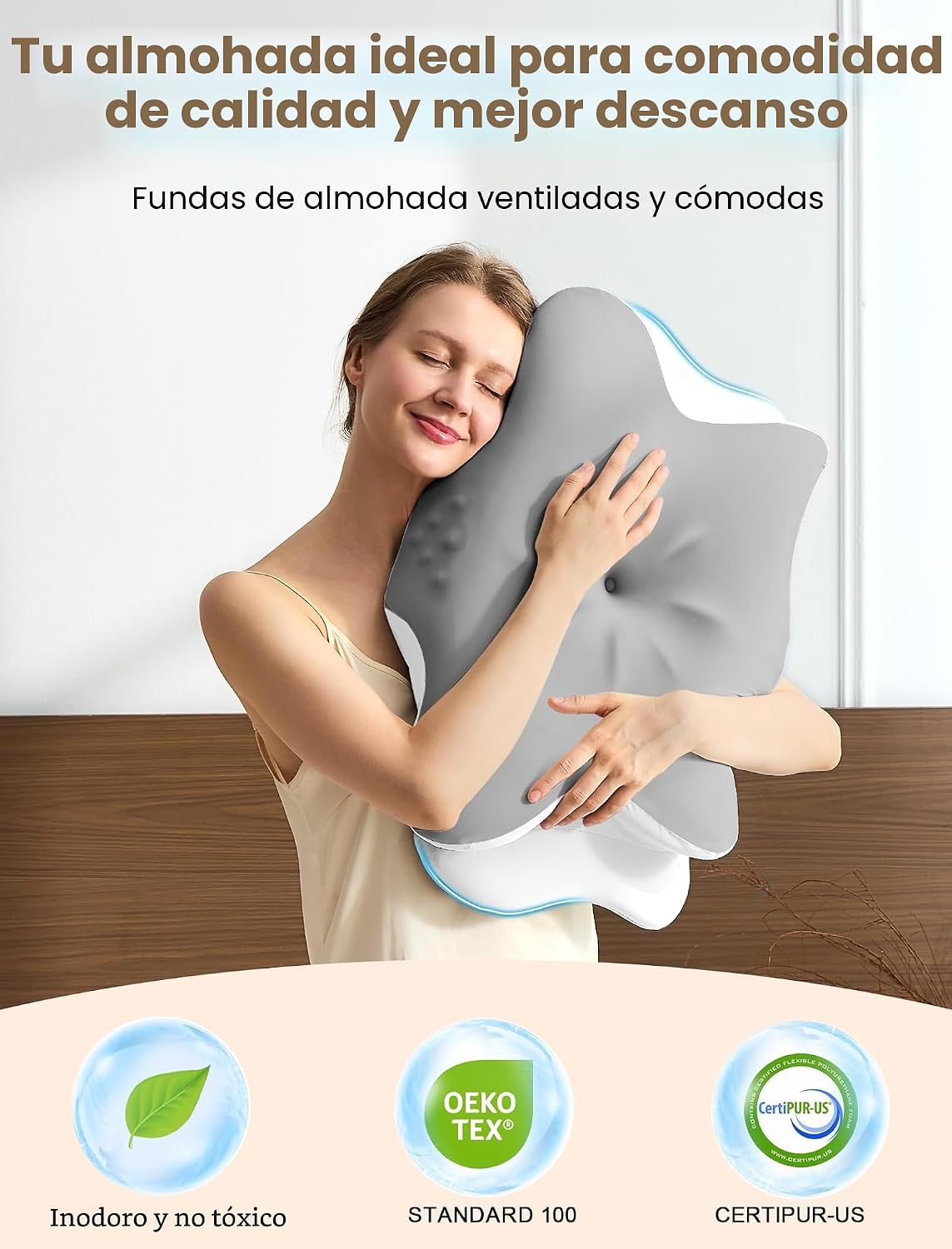 Almohada cervical para el cuello para aliviar el dolor, almohada er...