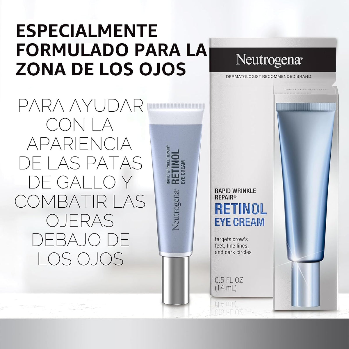 Corrección rápida de arrugas de ojos, Neutrogena, 0.5 onzas, Crema...