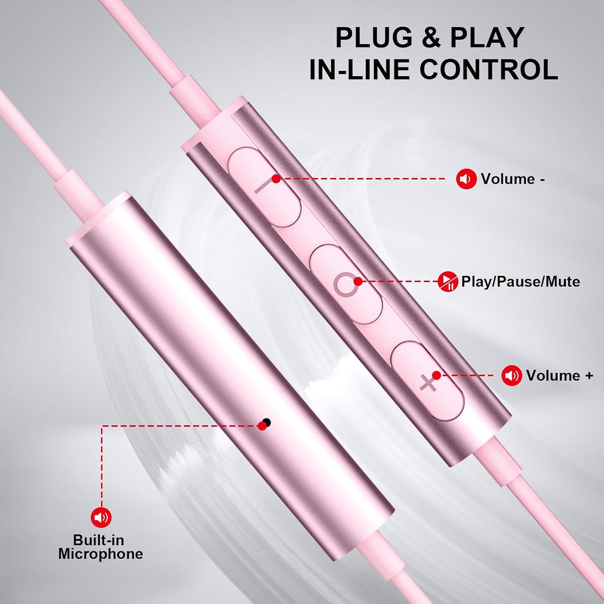 ASKUBSKU Auriculares USB con cable con micrófono para PC de 7.5 pie...